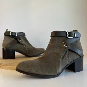 Charles David Italy Made Earth Tone Suede Leather Buckle Boot Size 39/8